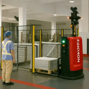 Industrial automation solutions with robotic production lines, warehouse automation systems, and palletising technology in a New Zealand manufacturing facility.