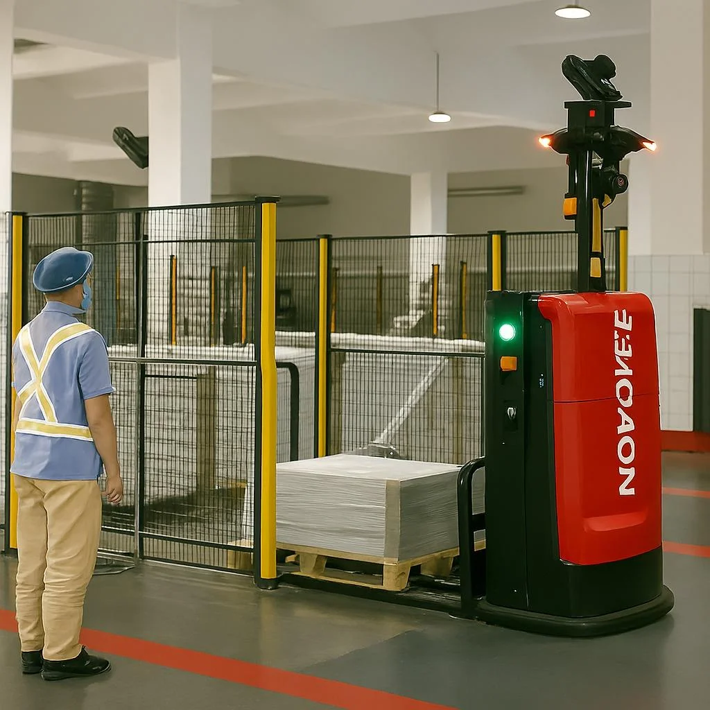 Industrial automation solutions with robotic production lines, warehouse automation systems, and palletising technology in a New Zealand manufacturing facility.